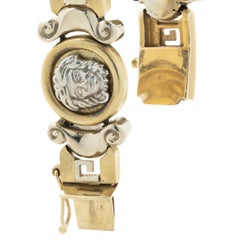 14 Karat Yellow Gold Medusa Greek Key Link Bracelet