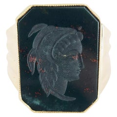 14 Karat Gelbgold Herrenring mit Blutstein-Intaglio