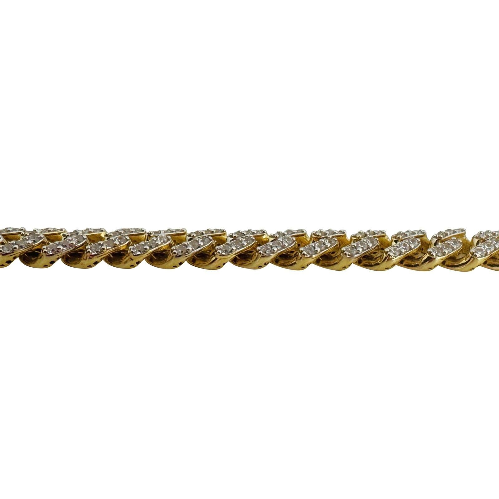 14 Karat Yellow Gold Men's Cubic Zirconia Cuban Link Chain Necklace For Sale 1