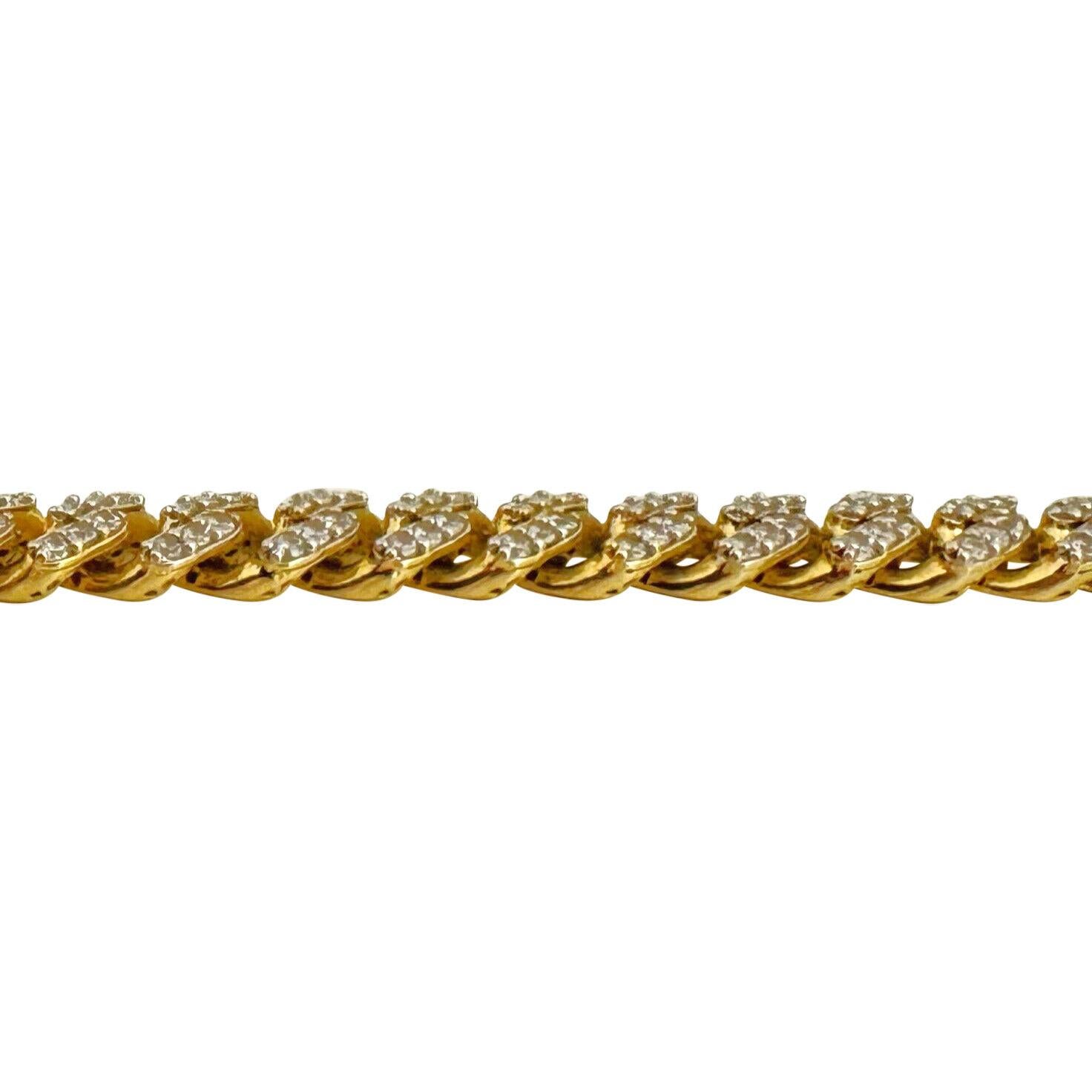 14 Karat Yellow Gold Men's Cubic Zirconia Cuban Link Chain Necklace  For Sale 1