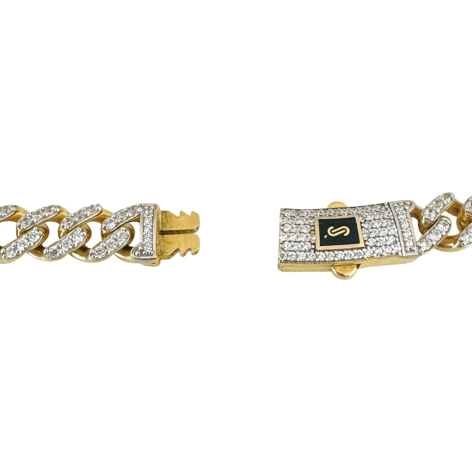 14 Karat Yellow Gold Men's Cubic Zirconia Cuban Link Chain Necklace 1