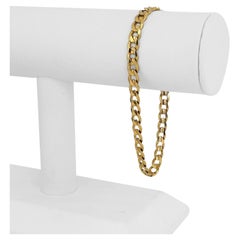 14 Karat Yellow Gold Men's Curb Link Chain Bracelet, Italy
