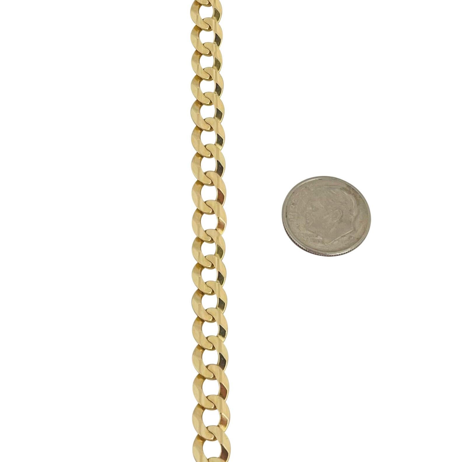 14 Karat Yellow Gold Men's Flat Curb Link Chain Bracelet, Italy 1