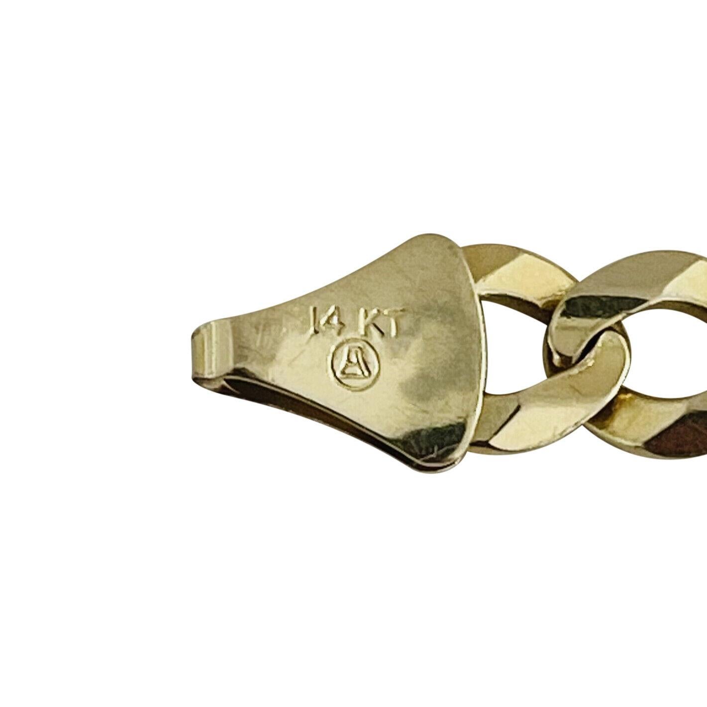 14 Karat Yellow Gold Men's Flat Curb Link Chain Bracelet, Italy 3