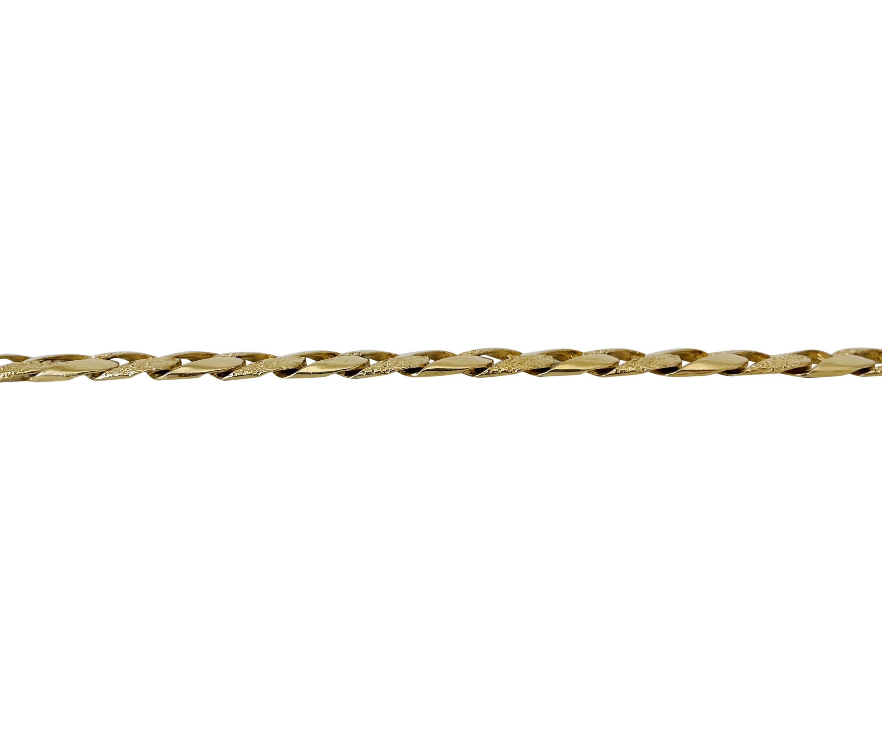 14 Karat Yellow Gold Men's Heavy Textured and Polished Curb Link Bracelet 1