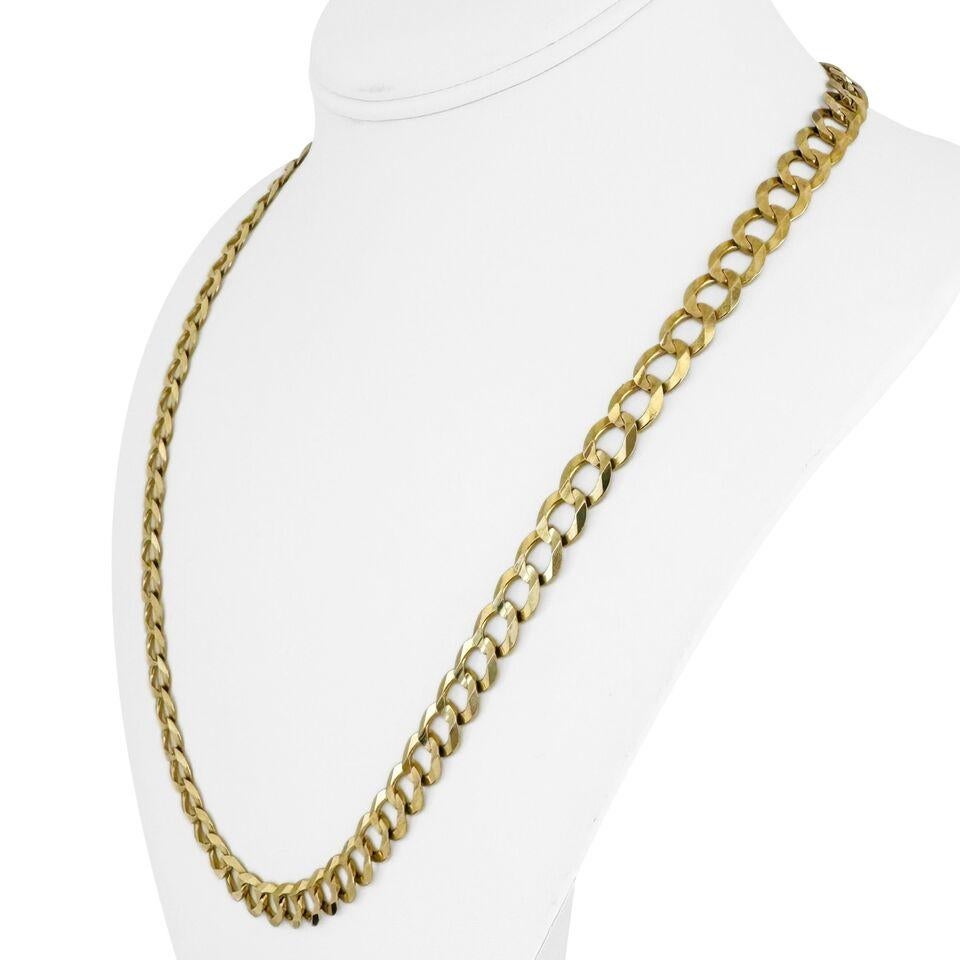 14k Yellow Gold 34.3g Men's Hollow 8mm Curb Link Chain Necklace 22