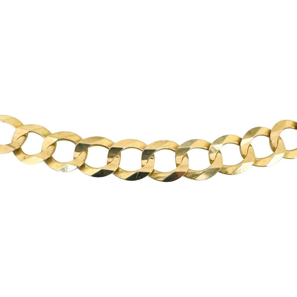 14 Karat Yellow Gold Men's Hollow Curb Link Chain Necklace  In Good Condition For Sale In Guilford, CT