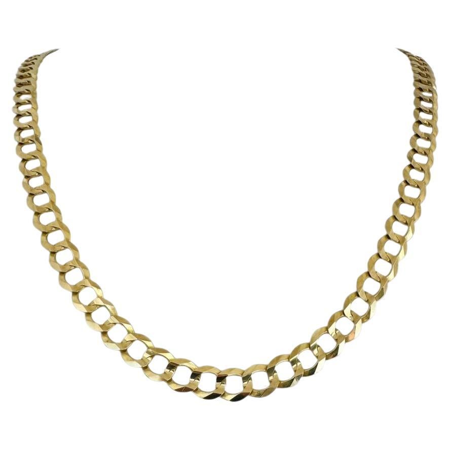 14 Karat Yellow Gold Men's Hollow Curb Link Chain Necklace  For Sale
