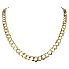14 Karat Yellow Gold Men's Hollow Curb Link Chain Necklace 