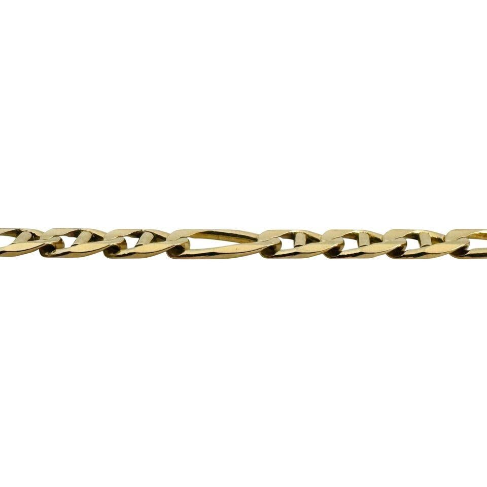 14 Karat Yellow Gold Men's Polished Figarucci Link Bracelet Italy  In Good Condition For Sale In Guilford, CT