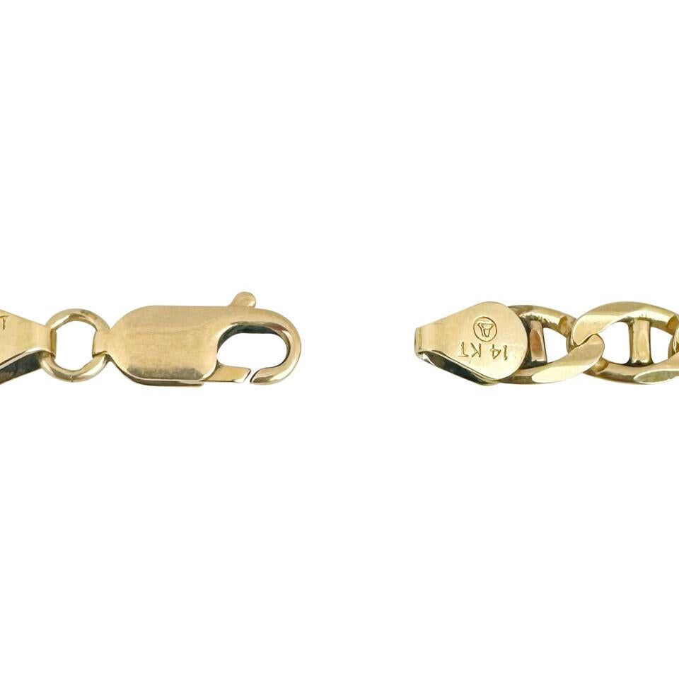 14 Karat Yellow Gold Men's Polished Figarucci Link Bracelet Italy  For Sale 2