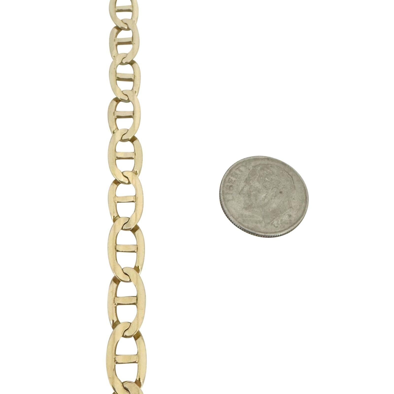 14 Karat Gelbgold Herren poliertes Mariner-Gliederarmband Italien 1