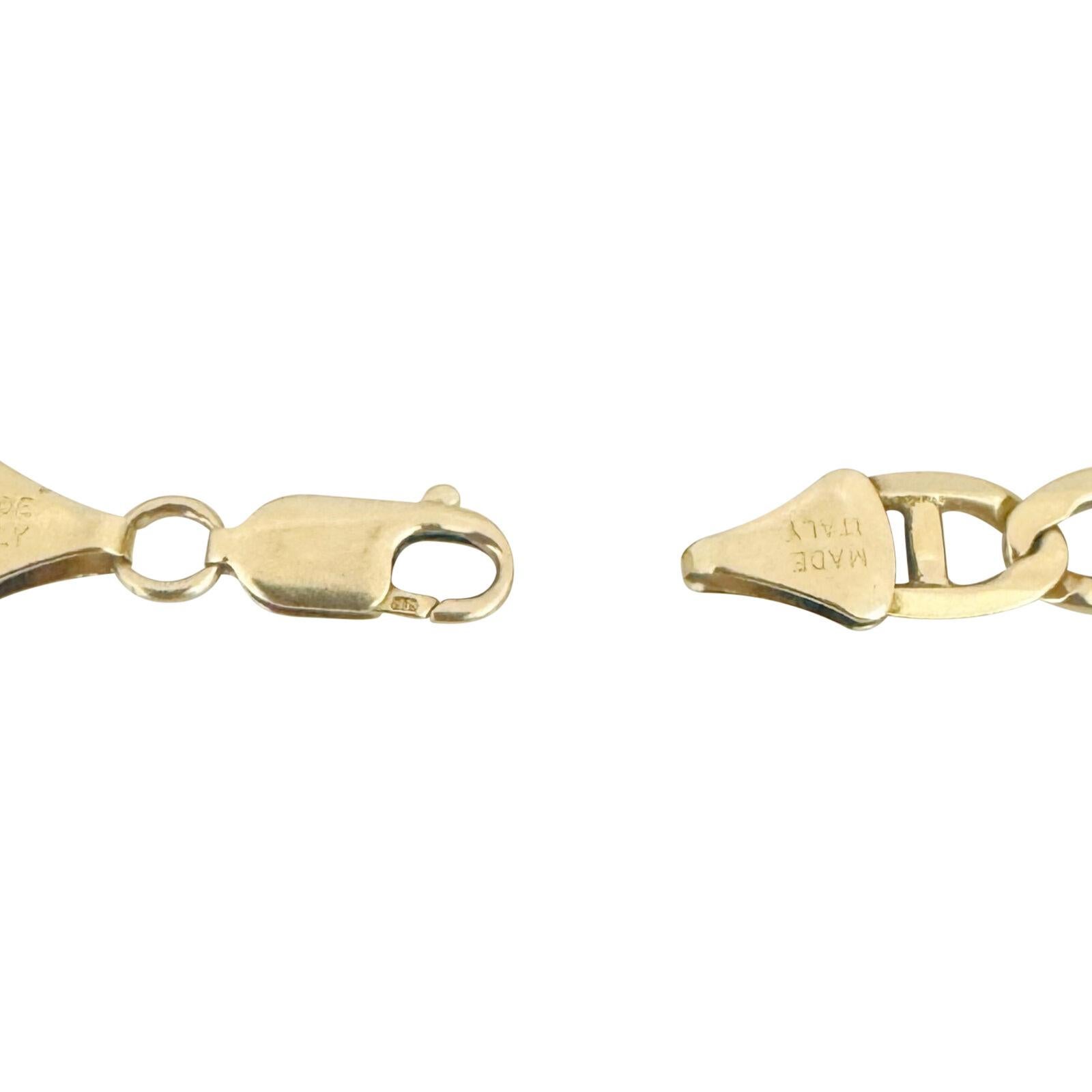 14 Karat Gelbgold Herren poliertes Mariner-Gliederarmband Italien 2