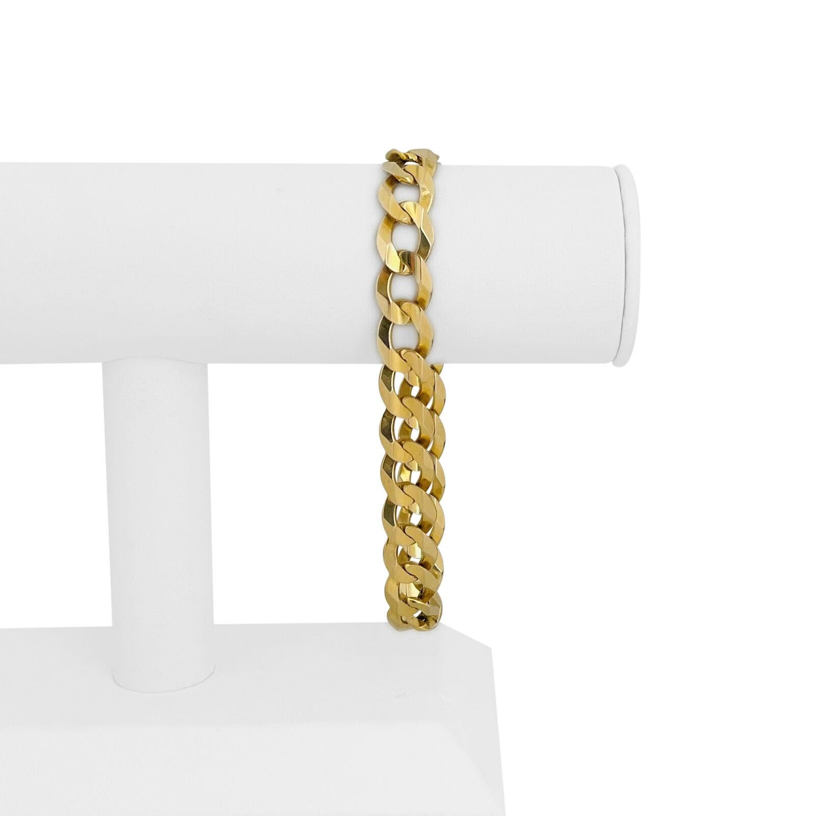 14k Yellow Gold 28.2g Men's Semi Solid 10mm Curb Link Bracelet 9