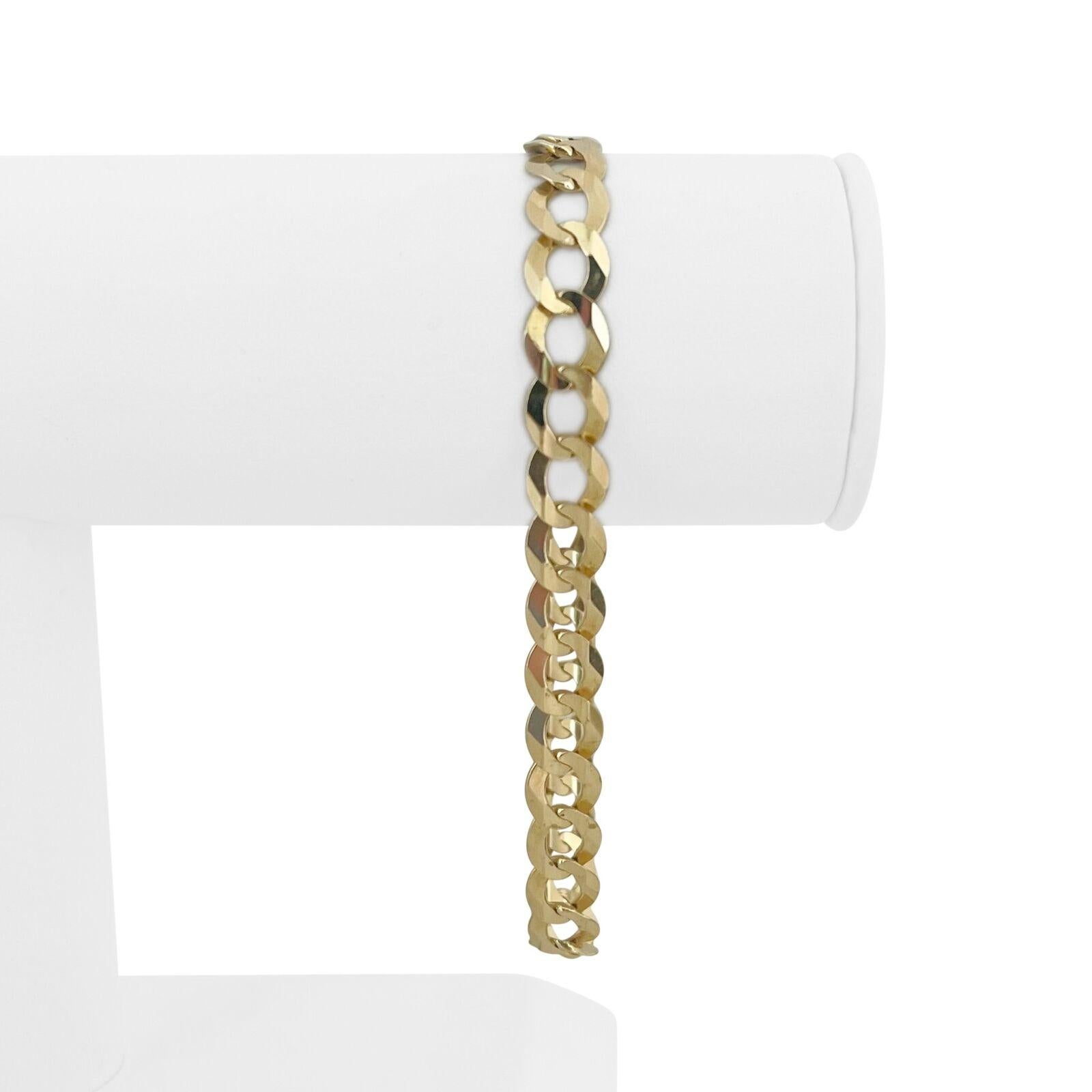 14k Yellow Gold 13.5g Bracelet homme semi-solide 8mm Curb Link Bracelet 8.75
