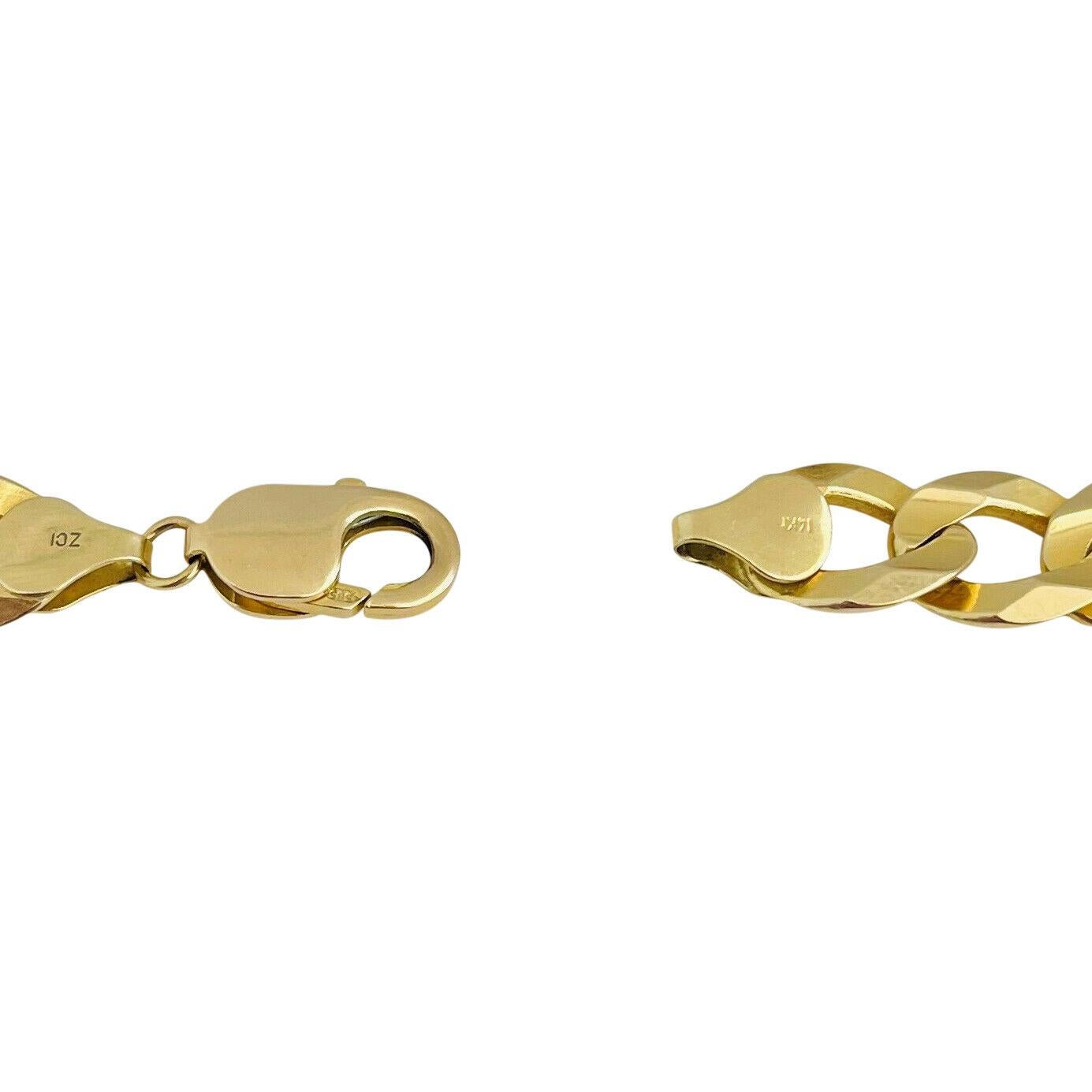 Women's or Men's 14 Karat Yellow Gold Men's Semi Solid Curb Link Bracelet 