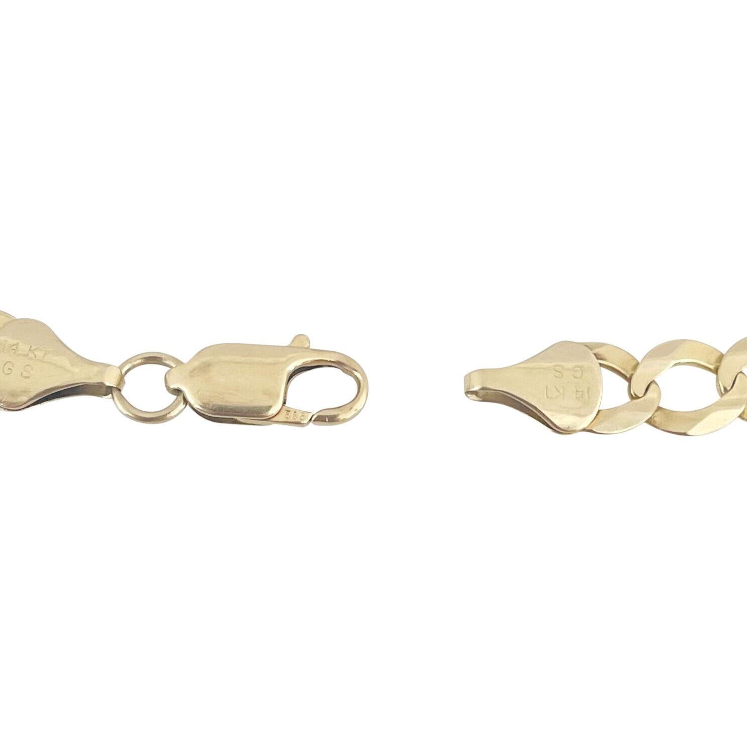 14 Karat Yellow Gold Men's Semi Solid Curb Link Bracelet For Sale 1