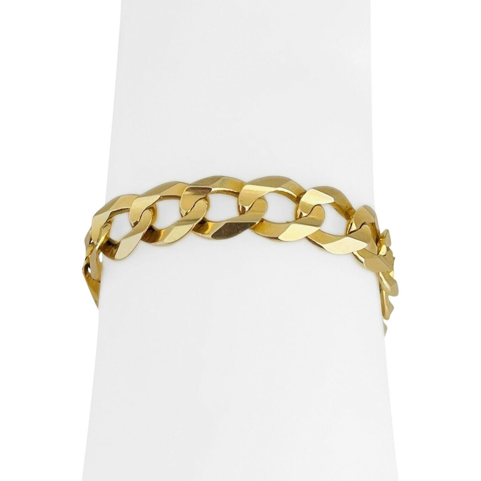 14 Karat Yellow Gold Men's Semi Solid Curb Link Bracelet  2
