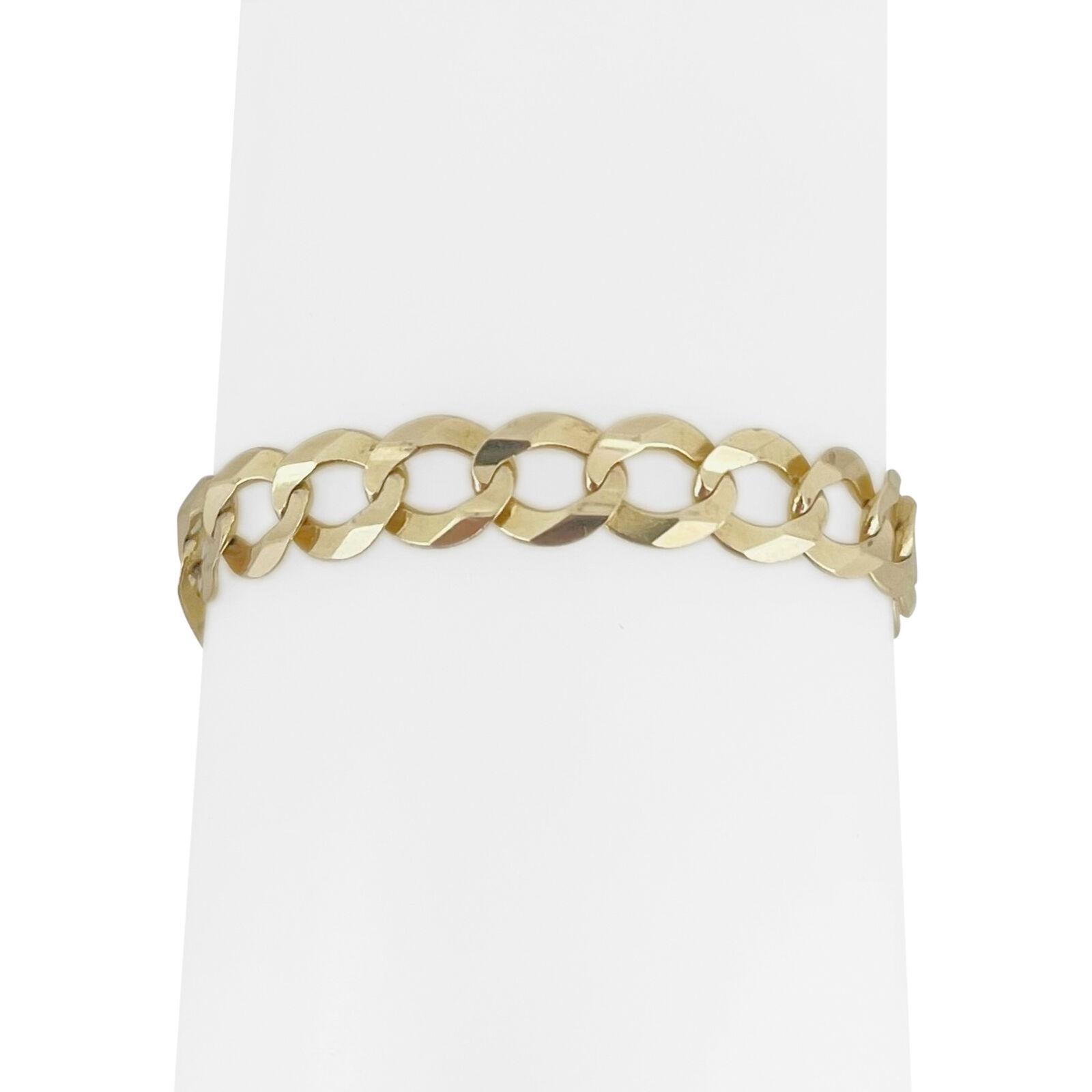 14 Karat Yellow Gold Men's Semi Solid Curb Link Bracelet 3