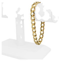 14 Karat Yellow Gold Men's Semi Solid Curb Link Bracelet 