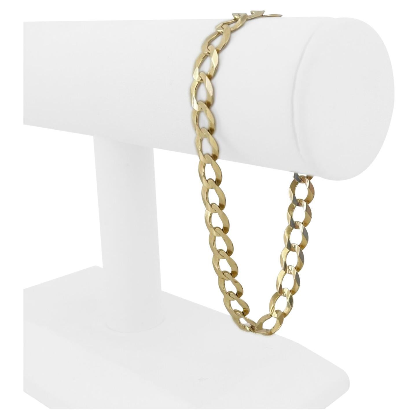 14 Karat Yellow Gold Men's Semi Solid Curb Link Bracelet