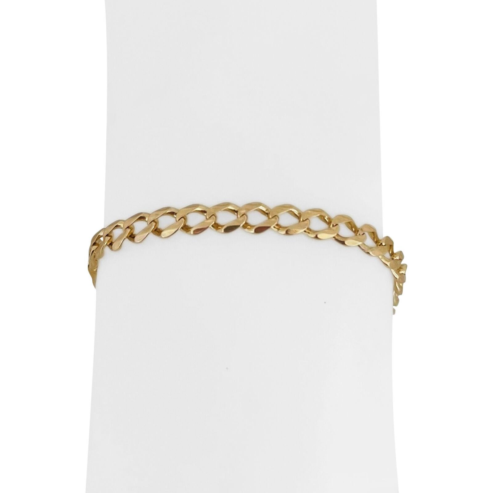 14 Karat Yellow Gold Men's Semi Solid Curb Link Chain Bracelet  2
