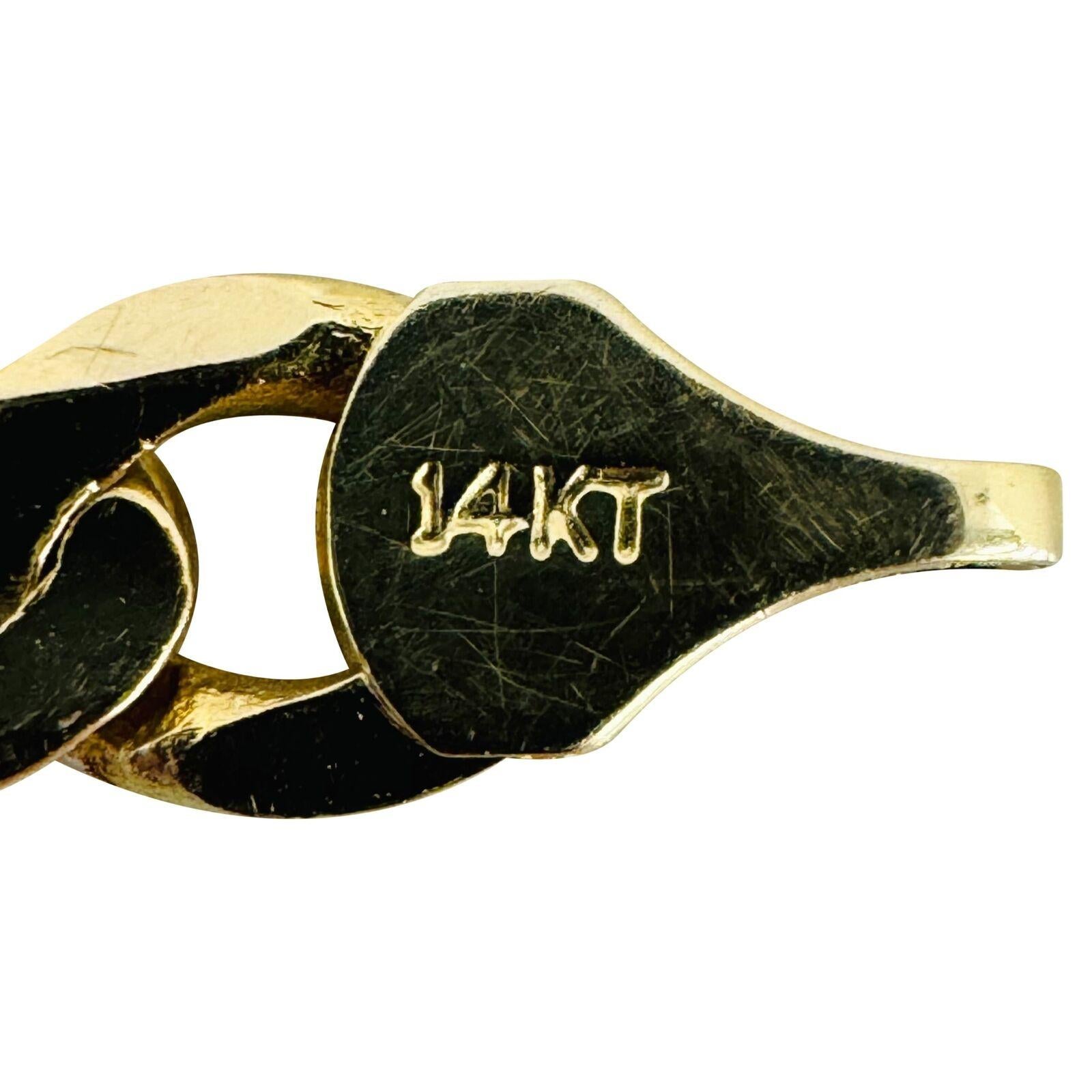 14 Karat Yellow Gold Men's Semi Solid Figaro Link Bracelet 2