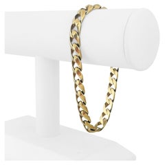 14 Karat Yellow Gold Men's Squared Curb Link Bracelet 