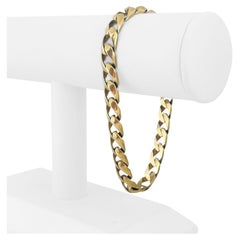 14 Karat Yellow Gold Men's Squared Curb Link Bracelet