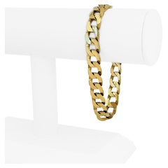  14 Karat Yellow Gold Men's Squared Curb Link Chain Bracelet 