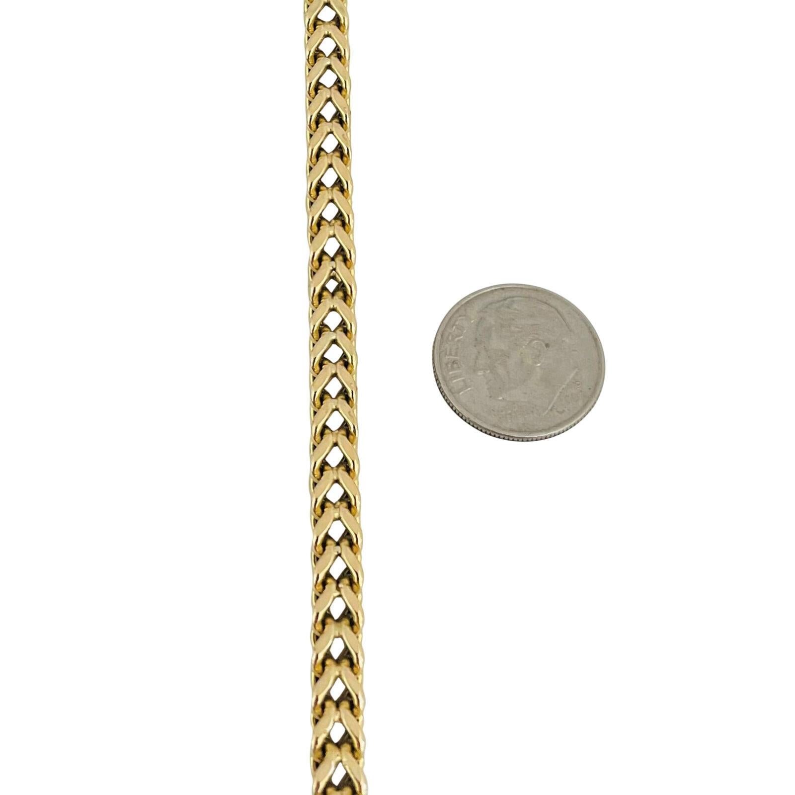 14 Karat Yellow Gold Men's Squared Franco Link Chain Bracelet In Good Condition In Guilford, CT