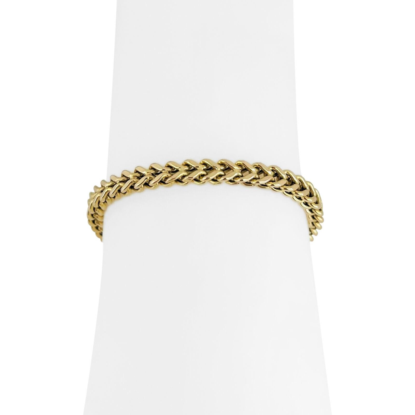 14 Karat Yellow Gold Men's Squared Franco Link Chain Bracelet 4