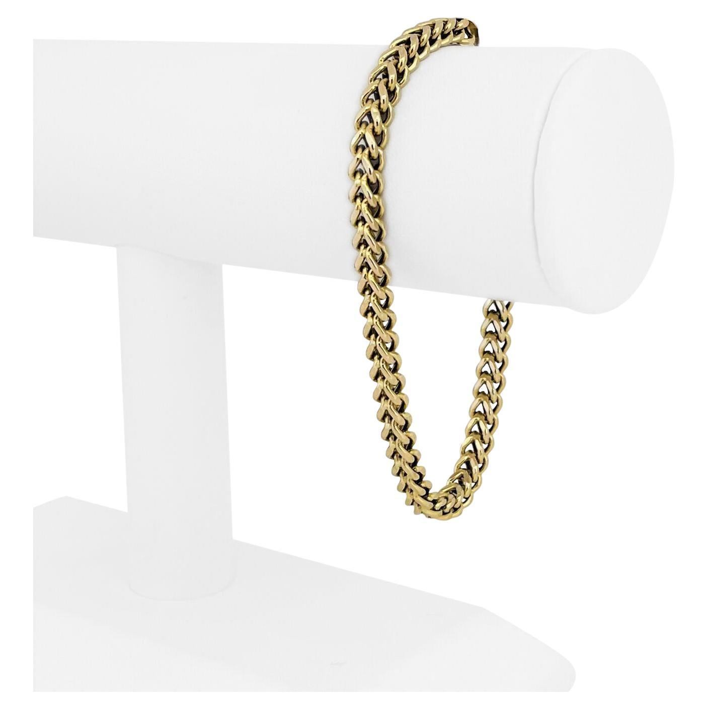 14 Karat Yellow Gold Men's Squared Franco Link Chain Bracelet