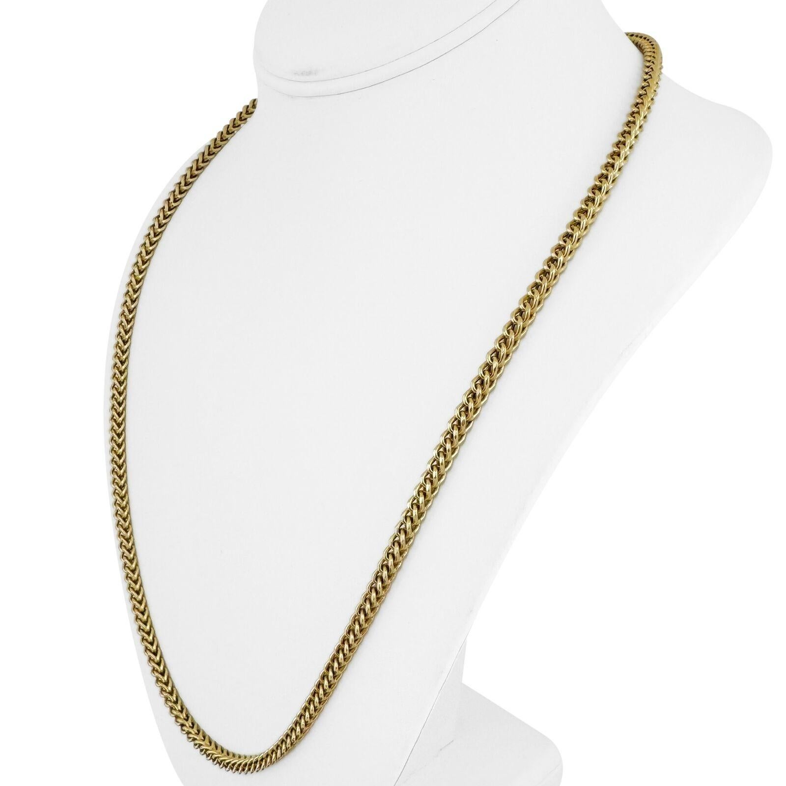 14k Yellow Gold 19.4g Men's Squared 4mm Franco Link Chain Necklace 24