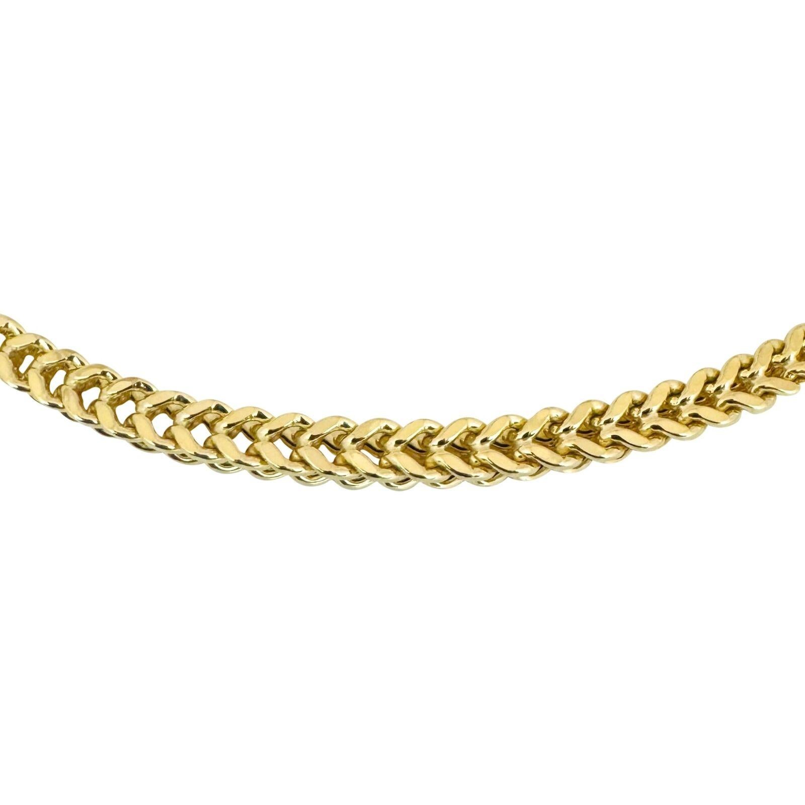 14 Karat Yellow Gold Men's Thick Squared Franco Link Chain Necklace For Sale 1