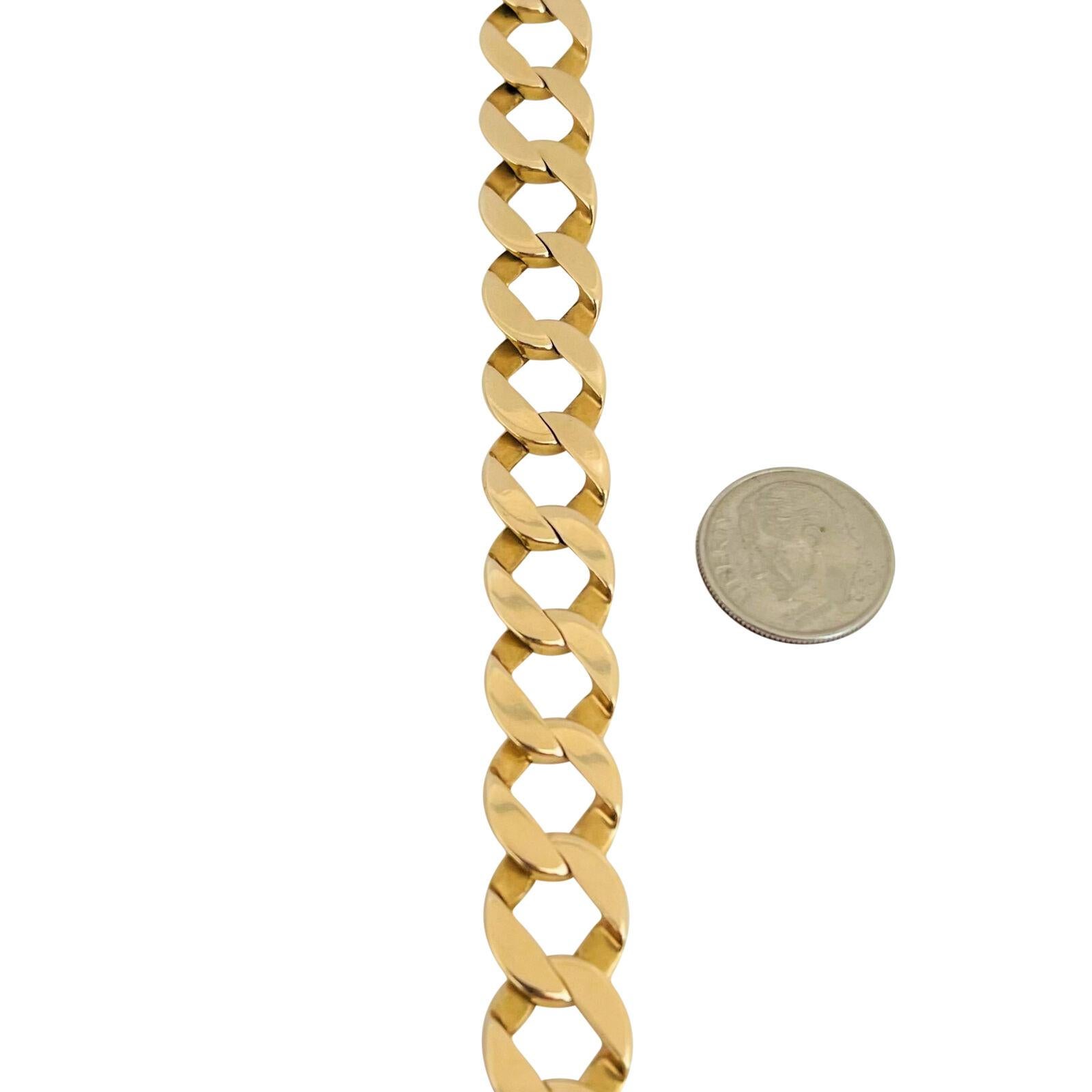 14 Karat Yellow Gold Men's Vintage Squared Curb Link Bracelet 1