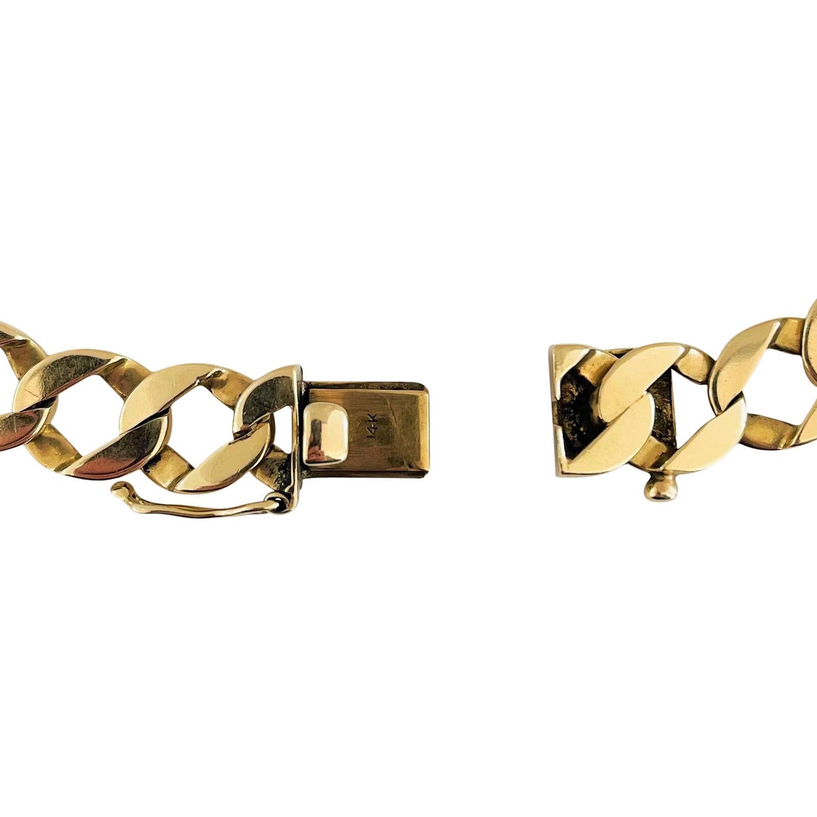 14 Karat Yellow Gold Men's Vintage Squared Curb Link Bracelet 2