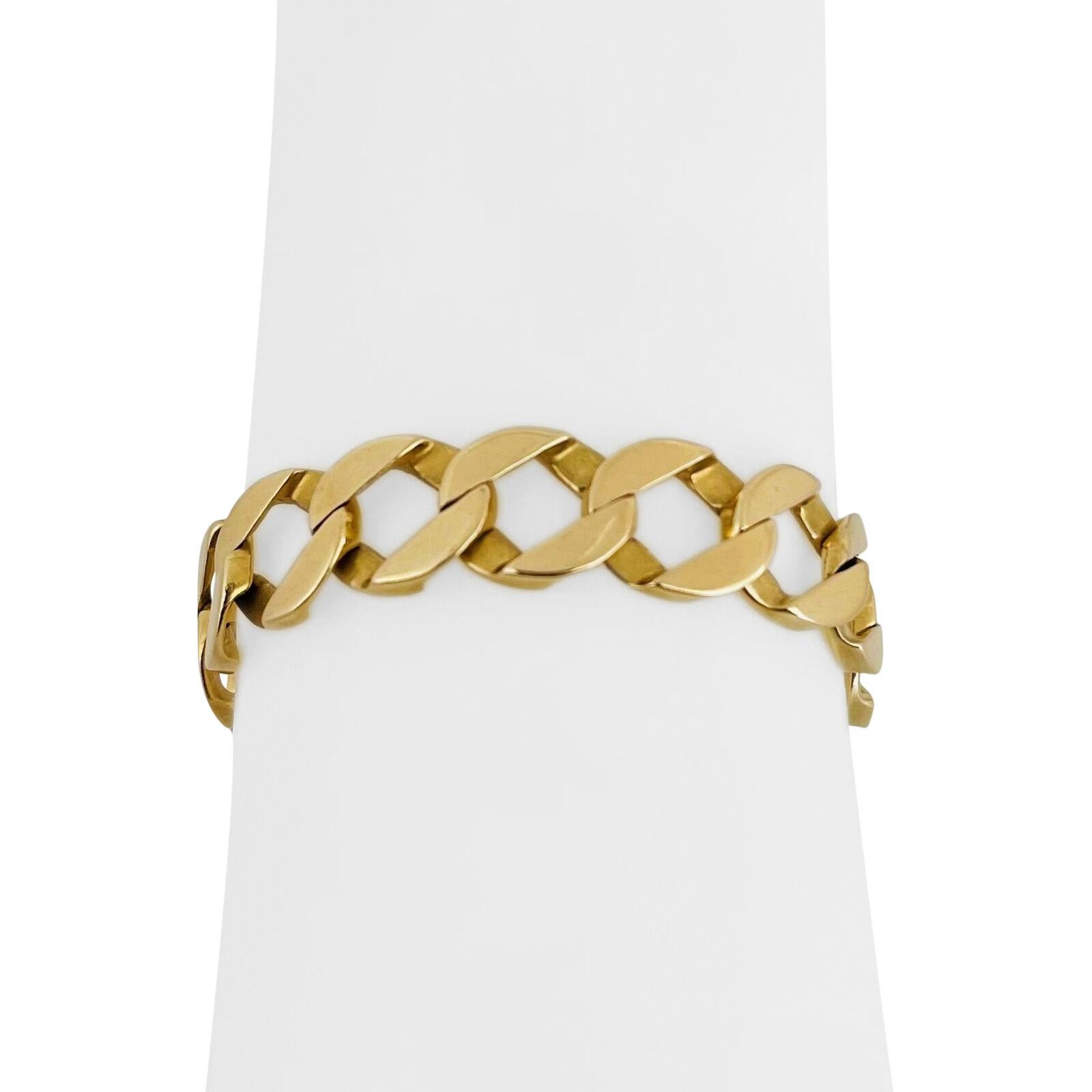 14 Karat Yellow Gold Men's Vintage Squared Curb Link Bracelet 4