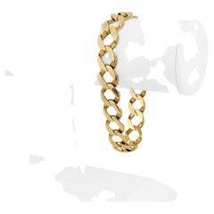 14 Karat Yellow Gold Men's Vintage Squared Curb Link Bracelet