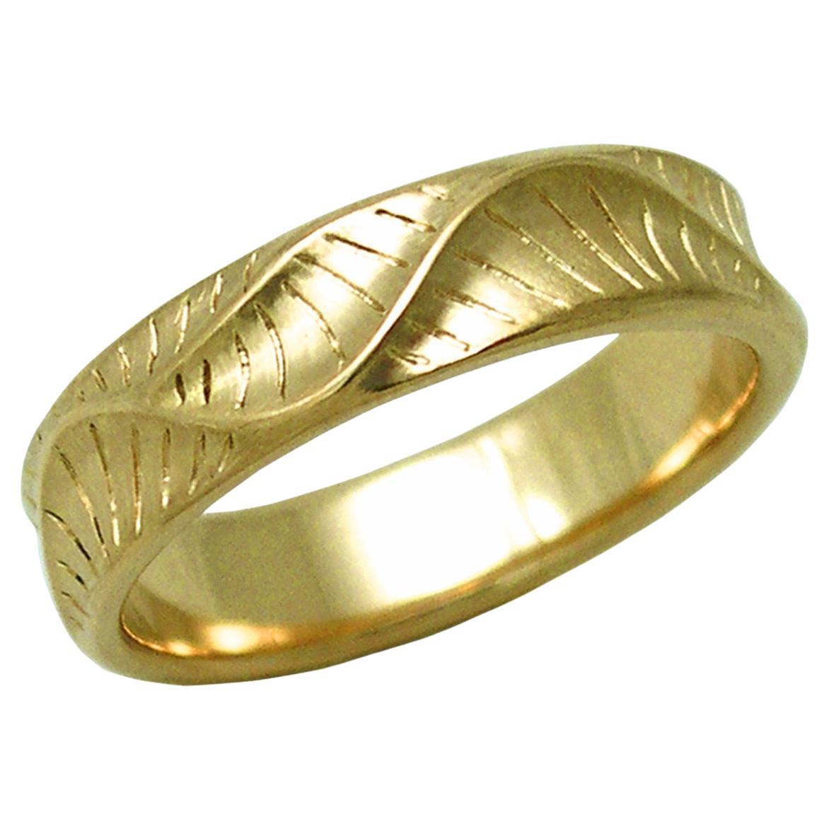 14 Karat Yellow Gold Men's Wave Crest Ring from K.Mita, Small
