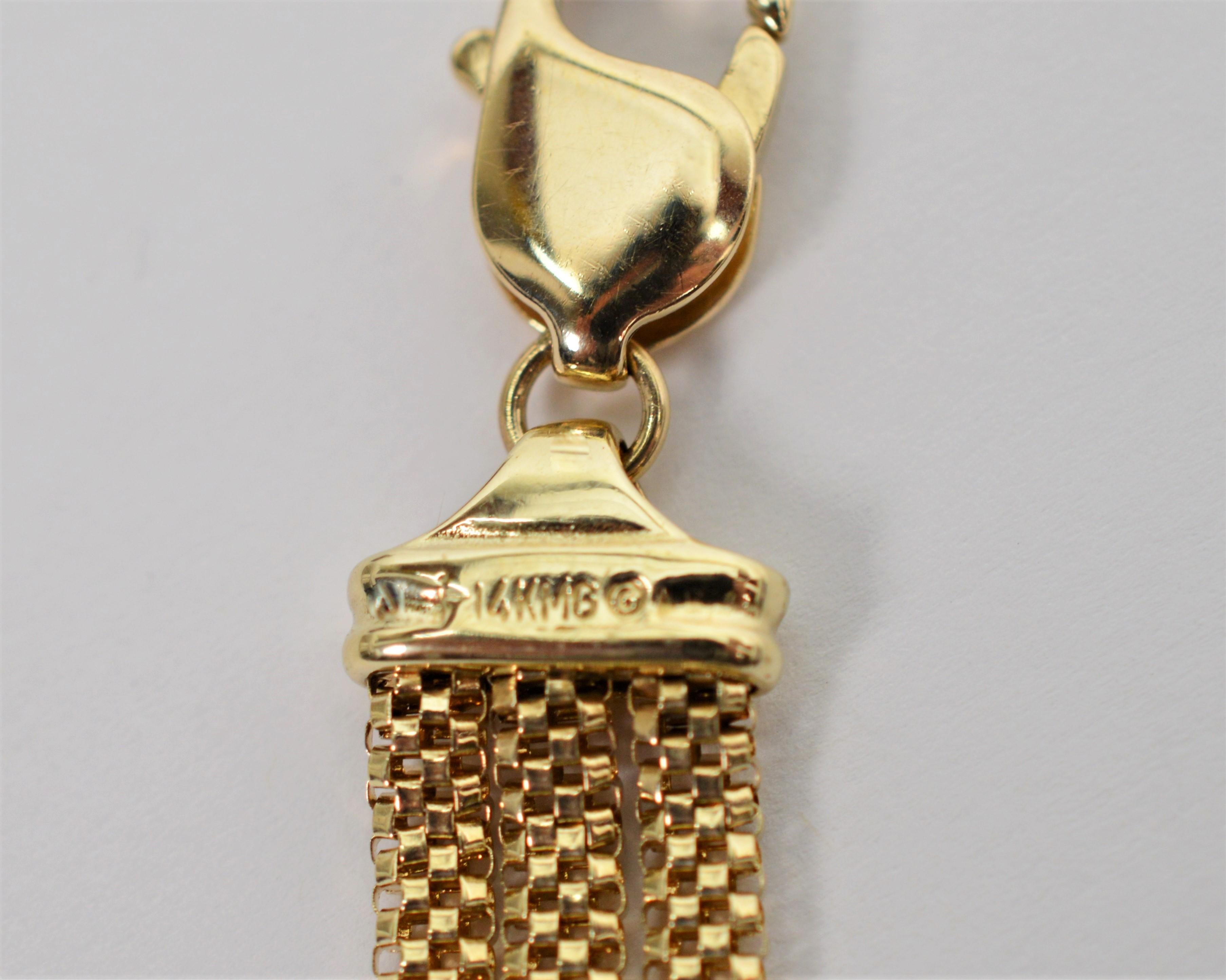 Bracelet chaîne en maille en or jaune 14 carats avec touches de diamants en forme de cœur en vente 2