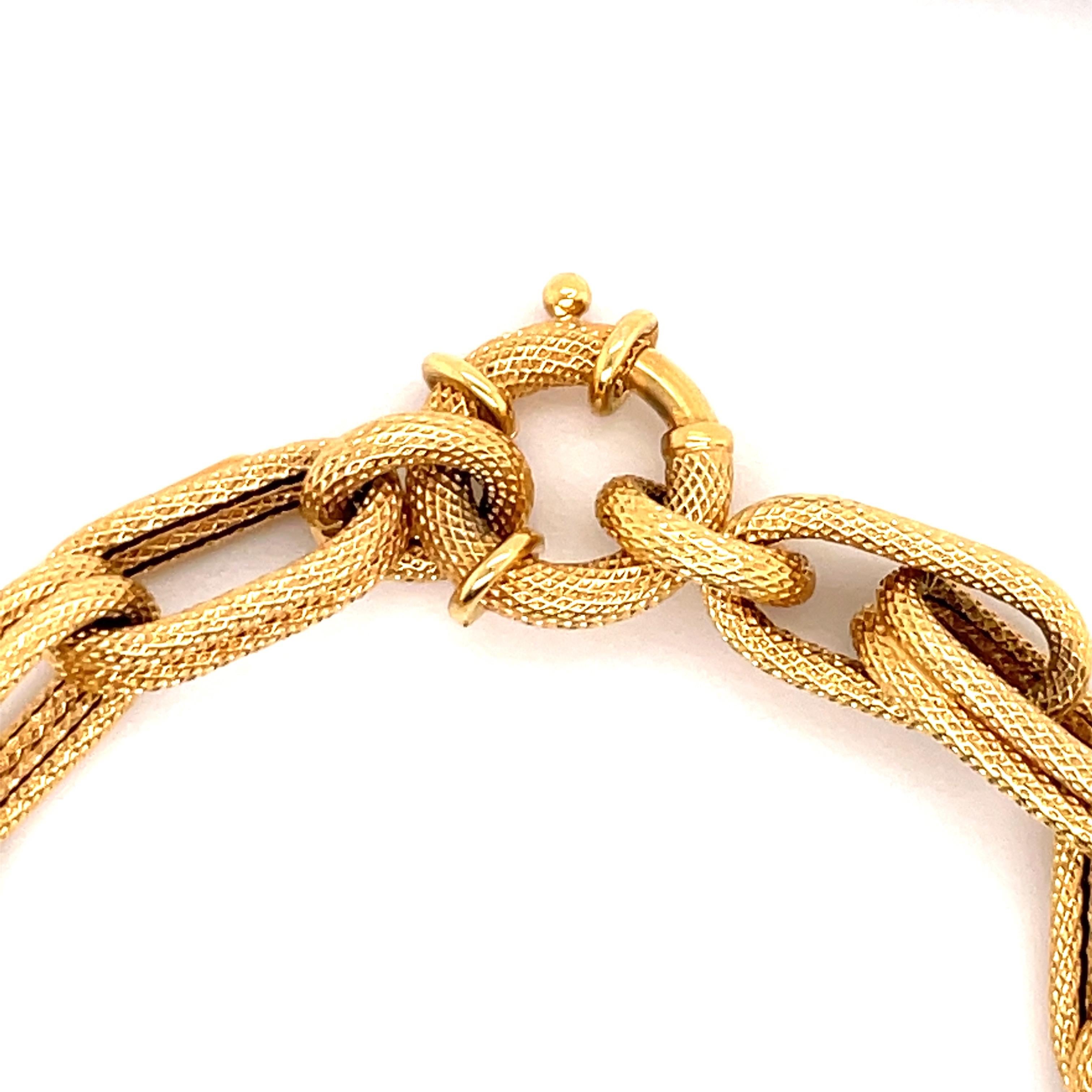 Contemporary 14 Karat Yellow Gold Oval Mesh Link Bracelet 11.2 Grams