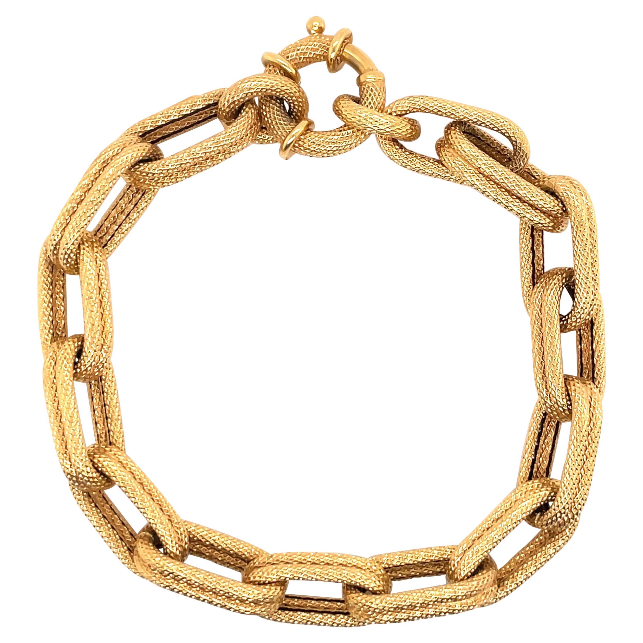 14 Karat Yellow Gold Oval Mesh Link Bracelet 11.2 Grams