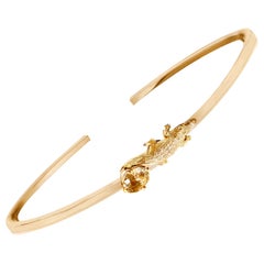 Fourteen Karat Yellow Gold Contemporary Bracelet with Natural Yellow Sapphire
