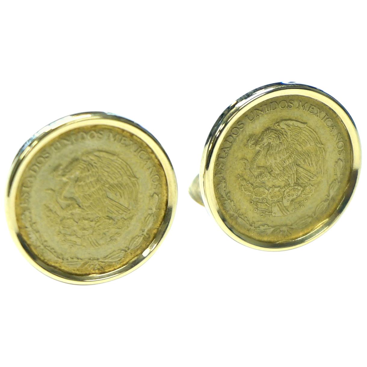 14 Karat Yellow Gold Mexican Coin Cufflinks