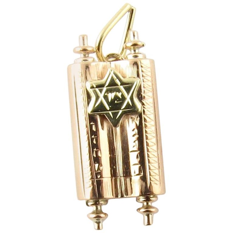 14 Karat Yellow Gold Mezuzah Charm at 1stDibs