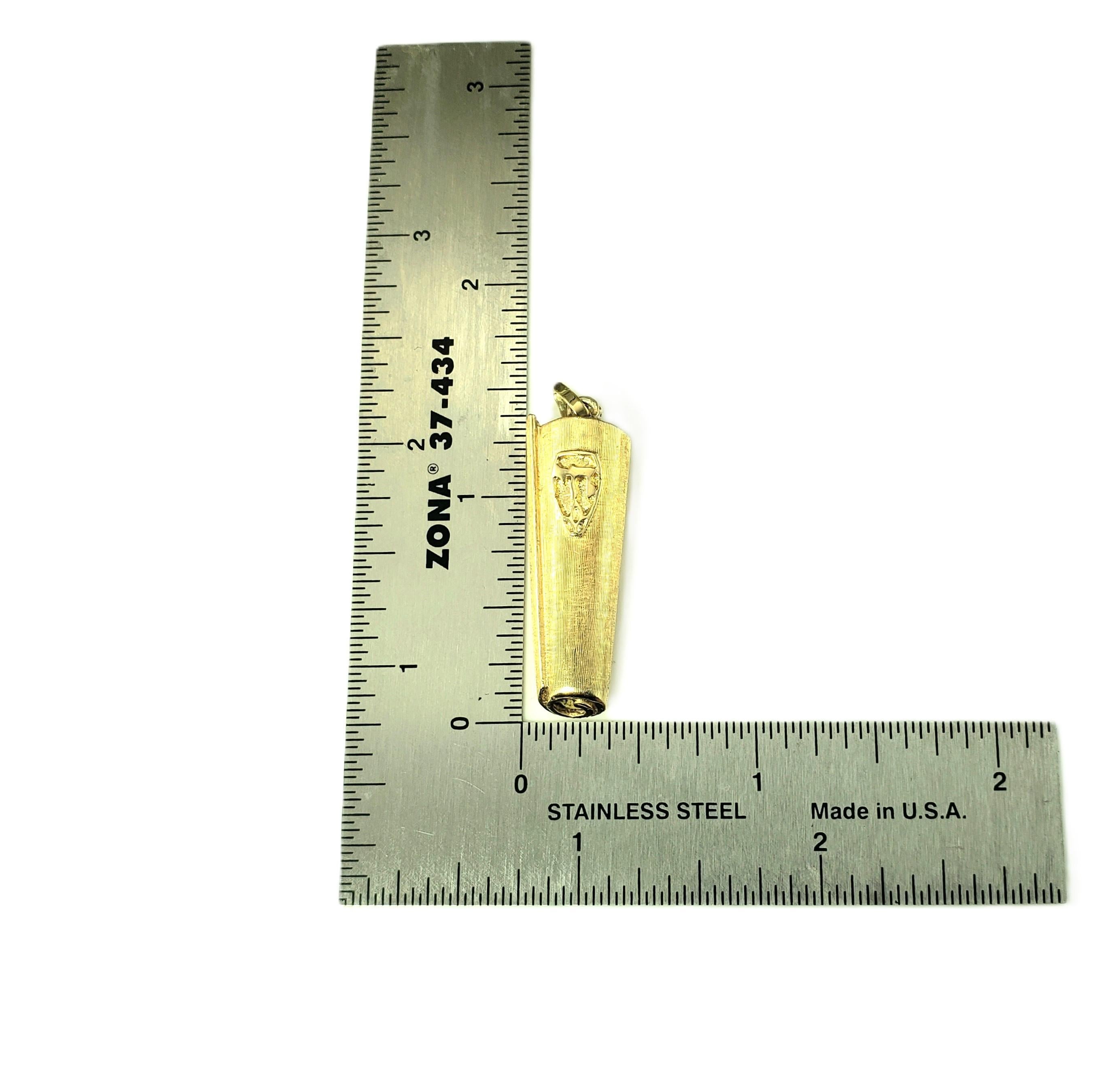 14 Karat Yellow Gold Mezuzah Pendant #20871 For Sale 1