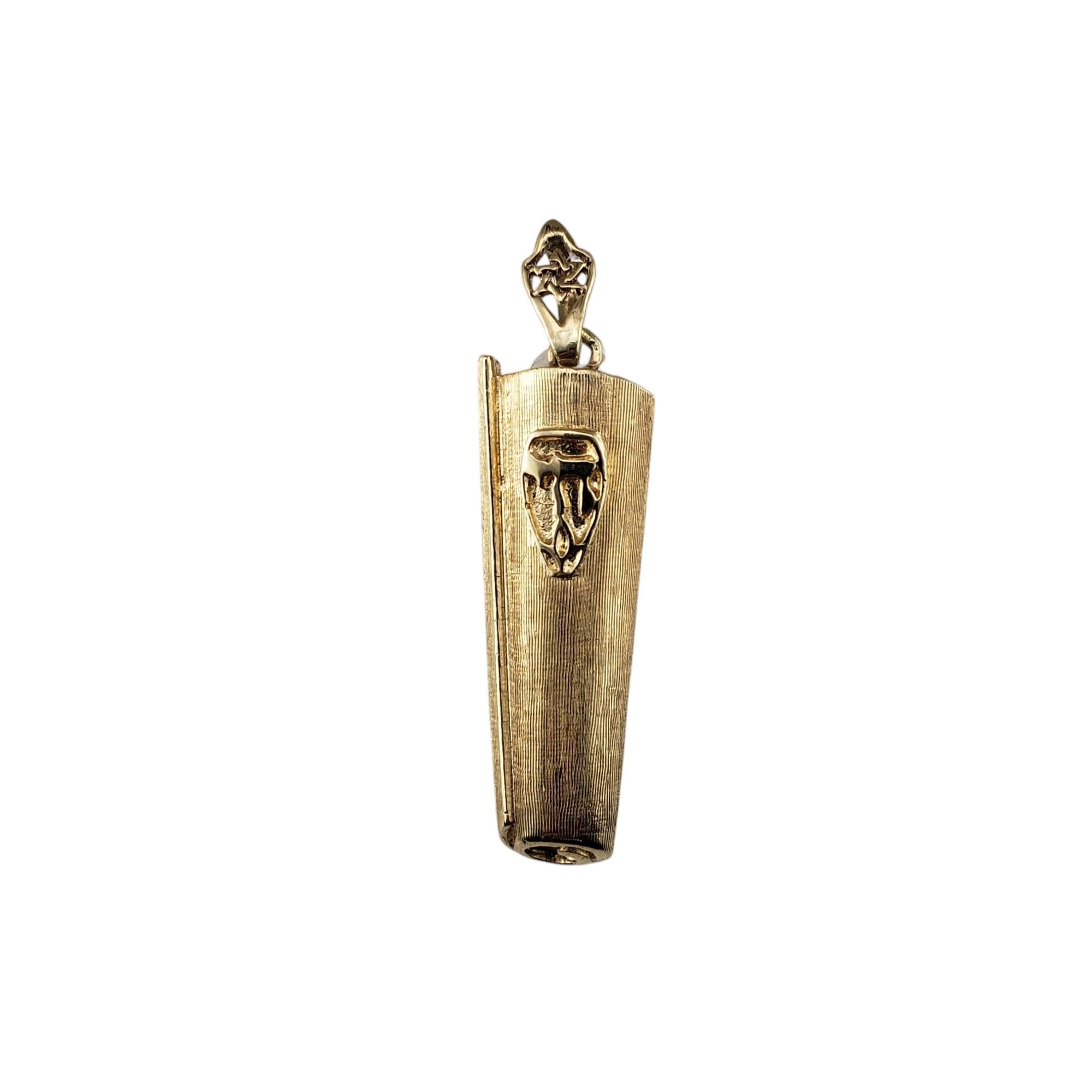 14 Karat Yellow Gold Mezuzah Pendant #20871 For Sale