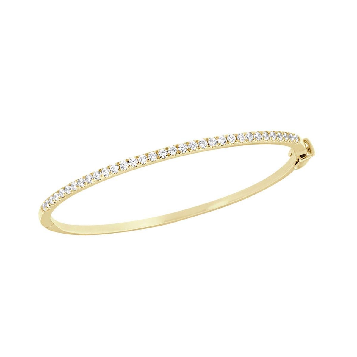 14 Karat Yellow Gold Micro-Prong Diamond Bangle '1 Carat' In New Condition For Sale In San Francisco, CA