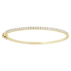Bracelet jonc à micro-pinces en or jaune 14 carats avec diamants de 1 carat